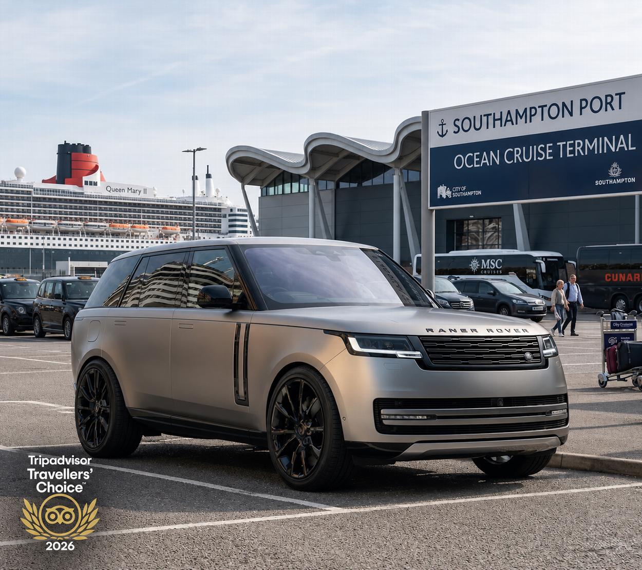 Range Rover chauffeur service Southampton Cruise Terminal Ocean Cruise Terminal Queen Mary 2